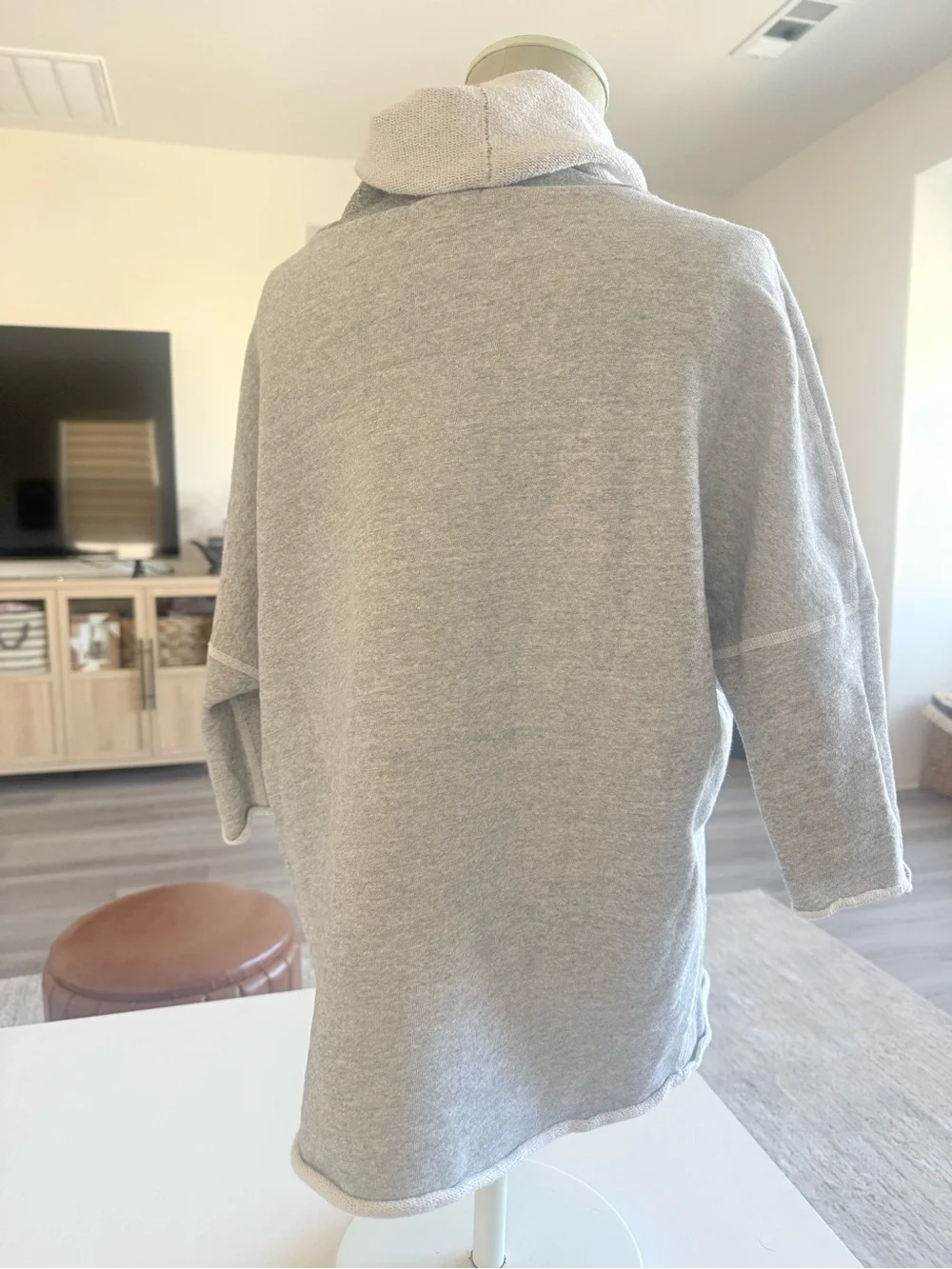 James Perse Light Gray Funnel Cowl Neck Sweater dolman style Women's Top Size 1